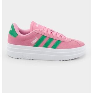 Adidas Women's Vibrant Pink and Green Platform Sneakers